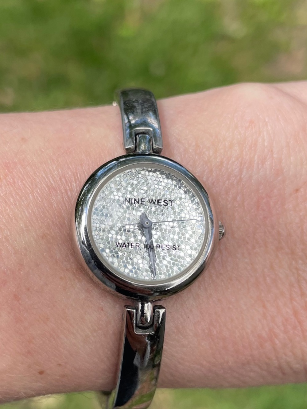 Nine West Sparkling-Face Y2K Watch with Bracelet Band Silver-tone